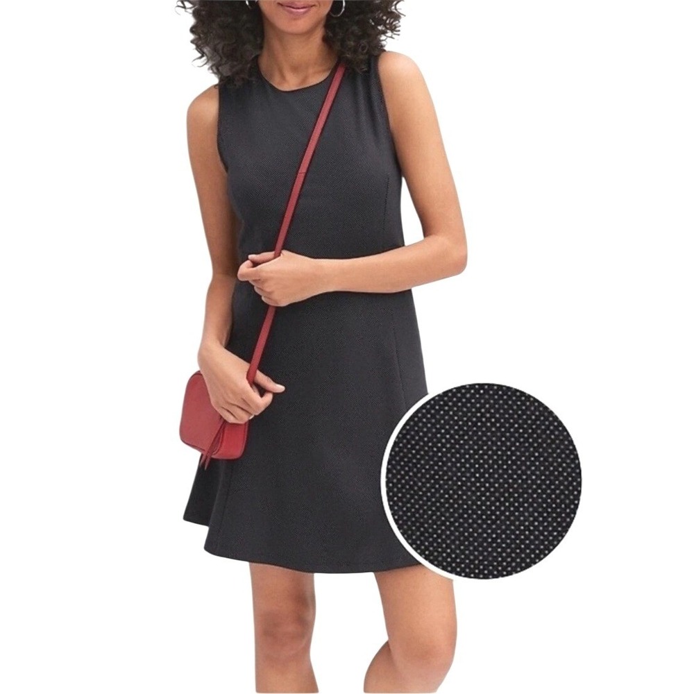 Banana Republic Fit and Flare Dress Womens Large Navy Blue Polka Dot Sleeveless